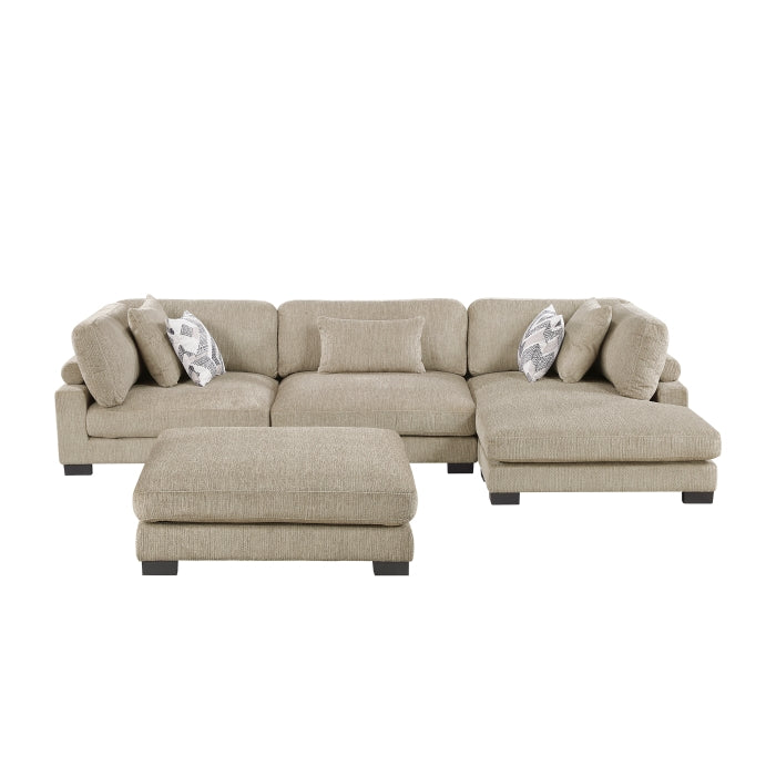 Homelegance - Tinley 4 Piece Modular Sectional with Chaise and Ottoman in Brown - 9555BRW*4CRACVCOT - GreatFurnitureDeal