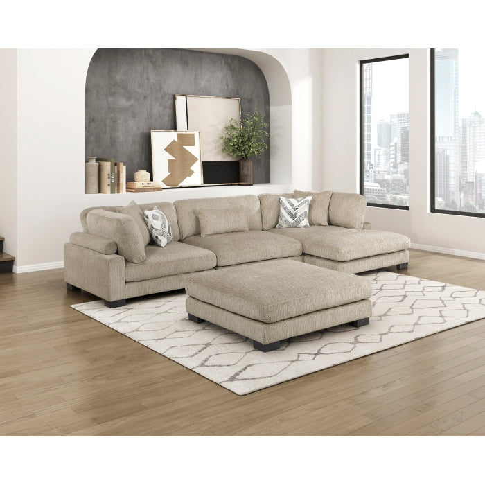 Homelegance - Tinley 4 Piece Modular Sectional with Chaise and Ottoman in Brown - 9555BRW*4CRACVCOT - GreatFurnitureDeal