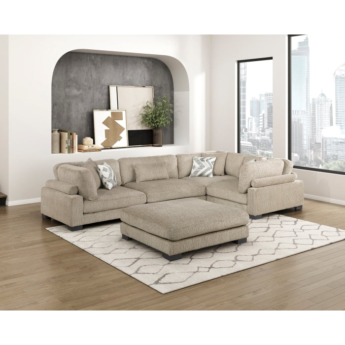 Homelegance - Tinley 5 Piece Modular Sectional with Ottoman in Brown - 9555BRW*53CRACOT - GreatFurnitureDeal