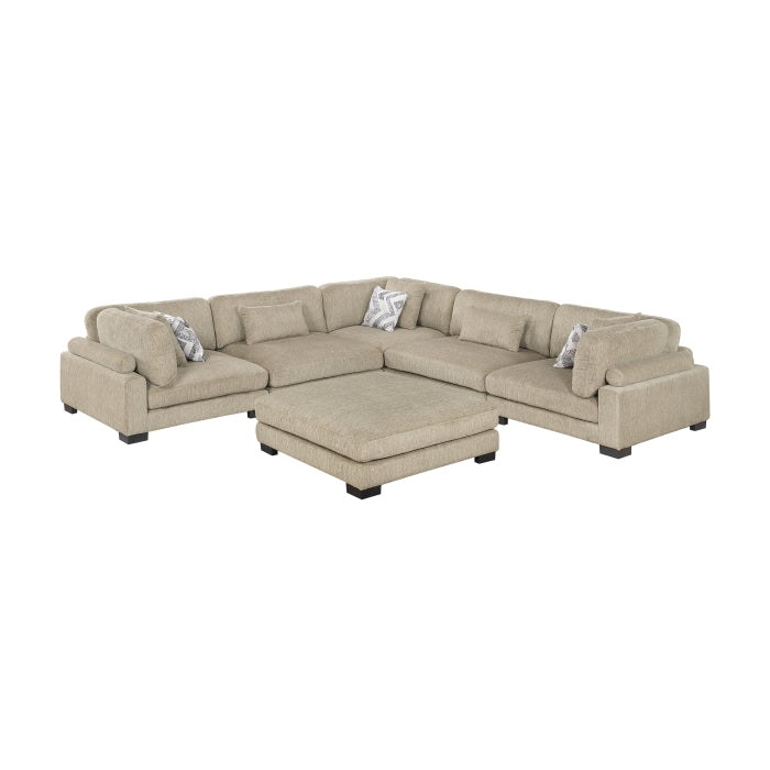 Homelegance - Tinley 6 Piece Modular Sectional with Ottoman in Brown - 9555BRW*63CR2ACOT - GreatFurnitureDeal