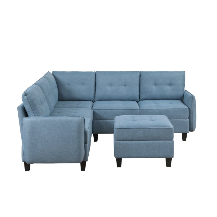 Homelegance - Garren 6 Piece Sectional with Storage and Ottoman in Blue - 9557BUE*6SCOT - GreatFurnitureDeal