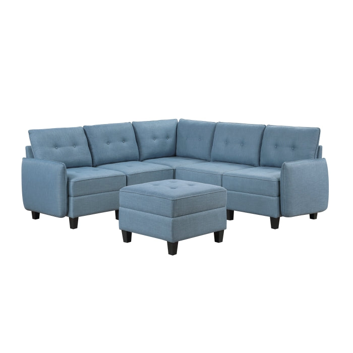 Homelegance - Garren 6 Piece Sectional with Storage and Ottoman in Blue - 9557BUE*6SCOT - GreatFurnitureDeal