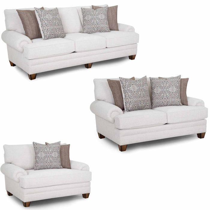 Franklin Furniture - 957 Redcliffe 3 Piece Living Room Set in Serena Cotton - 95740-95720-95788-COTTON