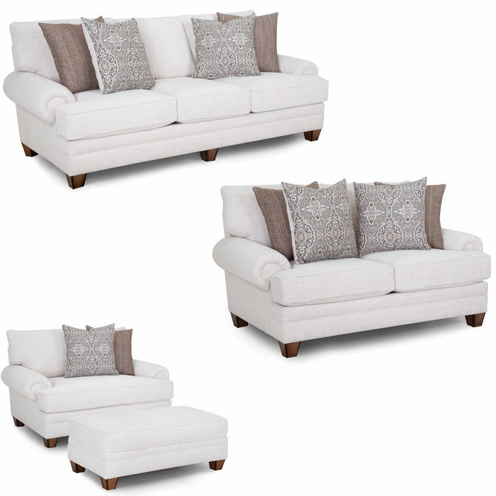Franklin Furniture - 957 Redcliffe 4 Piece Living Room Set in Serena Cotton - 95740-95720-95788-95718-COTTON