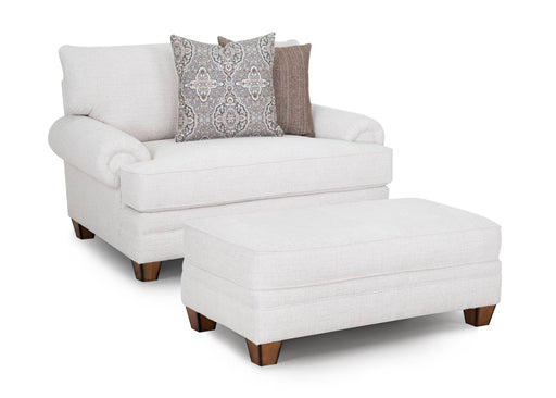 Franklin Furniture - 957 Redcliffe Chair and a Half with Matching Ottoman in Serena Cotton - 95788-95718-COTTON - GreatFurnitureDeal