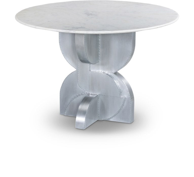Meridian Furniture - Alden 48" White Genuine Marble Top And Aluminum Base Dining Table - 959-T - GreatFurnitureDeal
