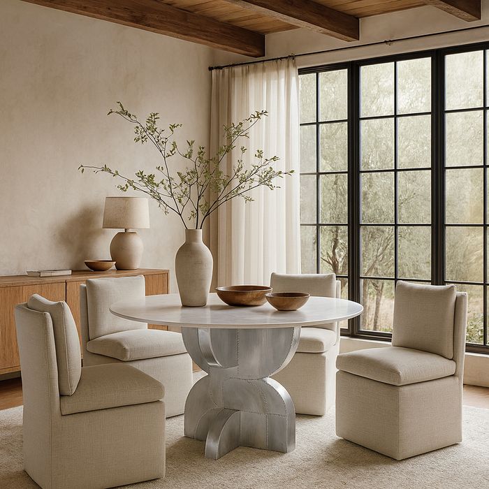 Meridian Furniture - Alden 48" White Genuine Marble Top And Aluminum Base Dining Table - 959-T - GreatFurnitureDeal