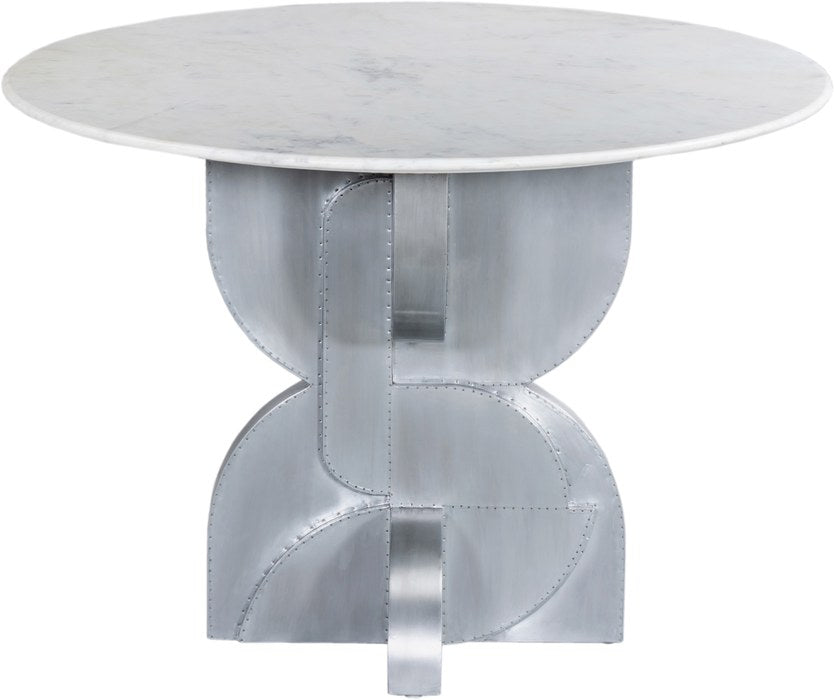 Meridian Furniture - Alden 48" White Genuine Marble Top And Aluminum Base Dining Table - 959-T - GreatFurnitureDeal