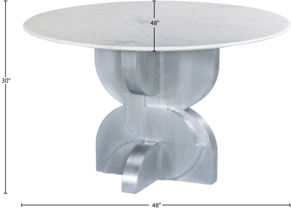 Meridian Furniture - Alden 48" White Genuine Marble Top And Aluminum Base Dining Table - 959-T - GreatFurnitureDeal