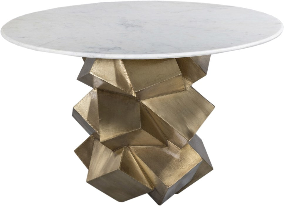 Meridian Furniture - Walker 48" White Genuine Marble Top And Brass Base Dining Table - 960-T - GreatFurnitureDeal