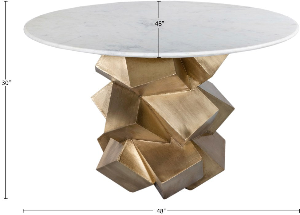 Meridian Furniture - Walker 48" White Genuine Marble Top And Brass Base Dining Table - 960-T - GreatFurnitureDeal