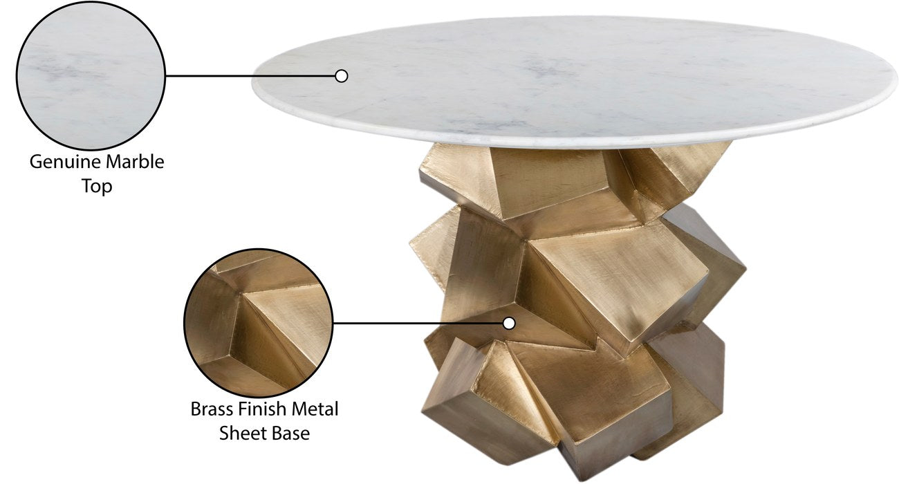Meridian Furniture - Walker 48" White Genuine Marble Top And Brass Base Dining Table - 960-T - GreatFurnitureDeal