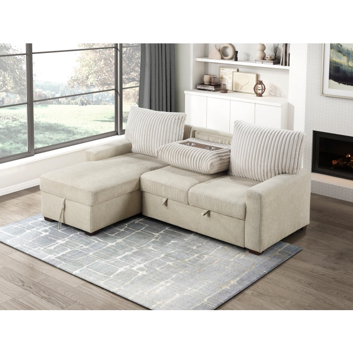Homelegance - Gallatin 2 Piece Sectional with Left Chaise in Beige & Light Gray - 9605BE*2LCRL - GreatFurnitureDeal
