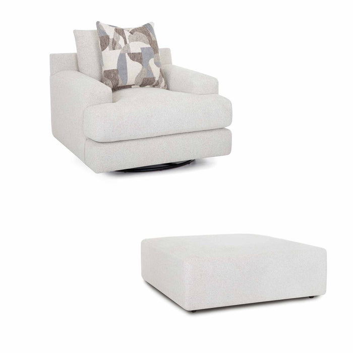 Franklin Furniture - 961 Strada Swivel Chair with Square Ottoman in Lovebug Pearl - 96180-75318-PEARL