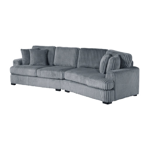 Homelegance - Warwick 2 Piece Sectional with Right Cuddler in Gray - 9623GY*22LRU - GreatFurnitureDeal