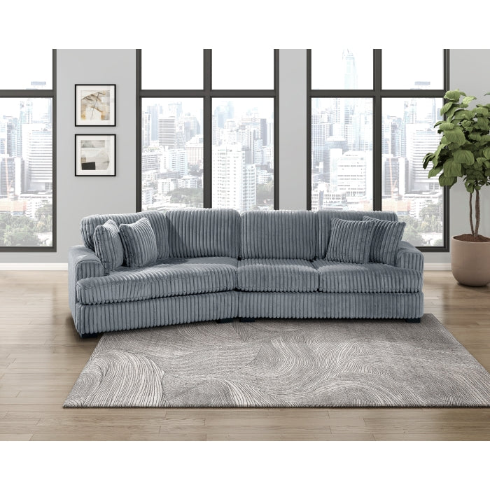 Homelegance - Warwick 2 Piece Sectional with Left Cuddler in Gray - 9623GY*2LU2R - GreatFurnitureDeal