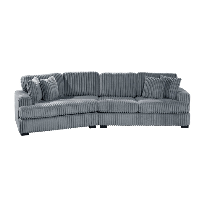 Homelegance - Warwick 2 Piece Sectional with Left Cuddler in Gray - 9623GY*2LU2R - GreatFurnitureDeal