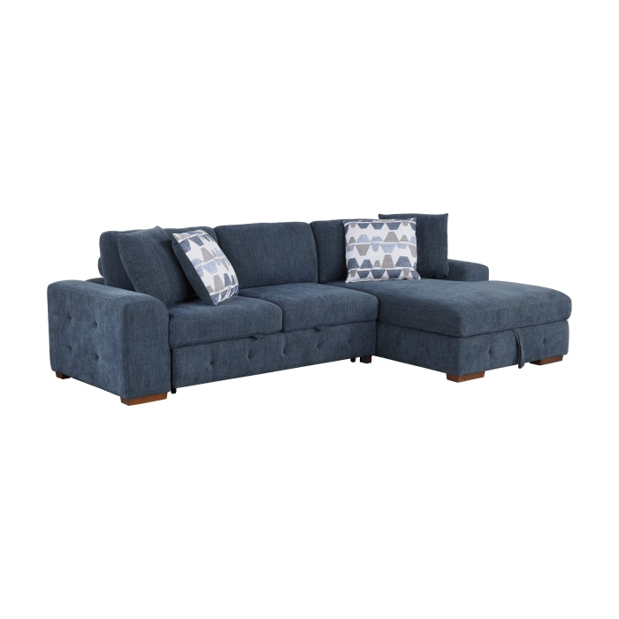Homelegance - Raife 2-Piece Sectional with Right Chaise in Blue - 9624BU*22LRC - GreatFurnitureDeal