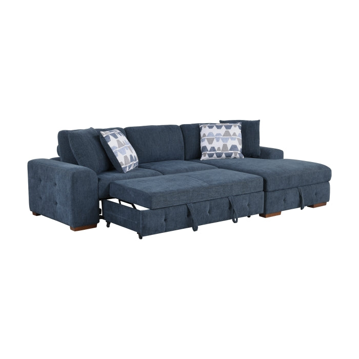 Homelegance - Raife 2-Piece Sectional with Right Chaise in Blue - 9624BU*22LRC - GreatFurnitureDeal