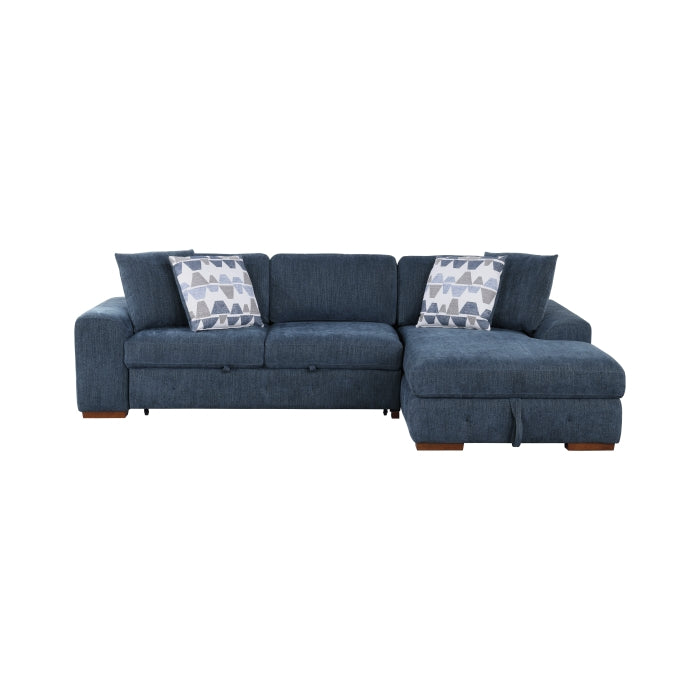 Homelegance - Raife 2-Piece Sectional with Right Chaise in Blue - 9624BU*22LRC - GreatFurnitureDeal
