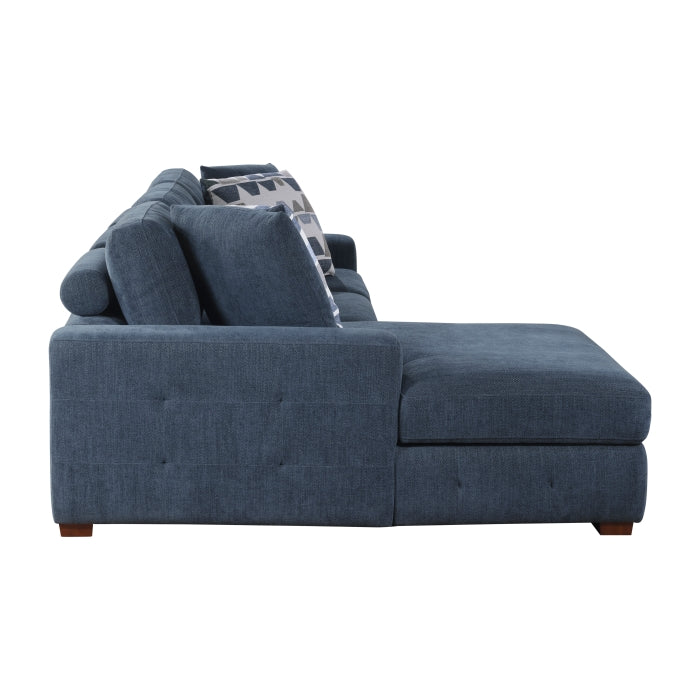 Homelegance - Raife 4 Piece Sectional with Left Chaise and Ottoman in Blue - 9624BU*3LC2R - GreatFurnitureDeal