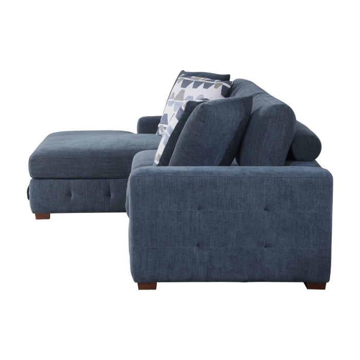 Homelegance - Raife 4 Piece Sectional with Left Chaise and Ottoman in Blue - 9624BU*3LC2R - GreatFurnitureDeal