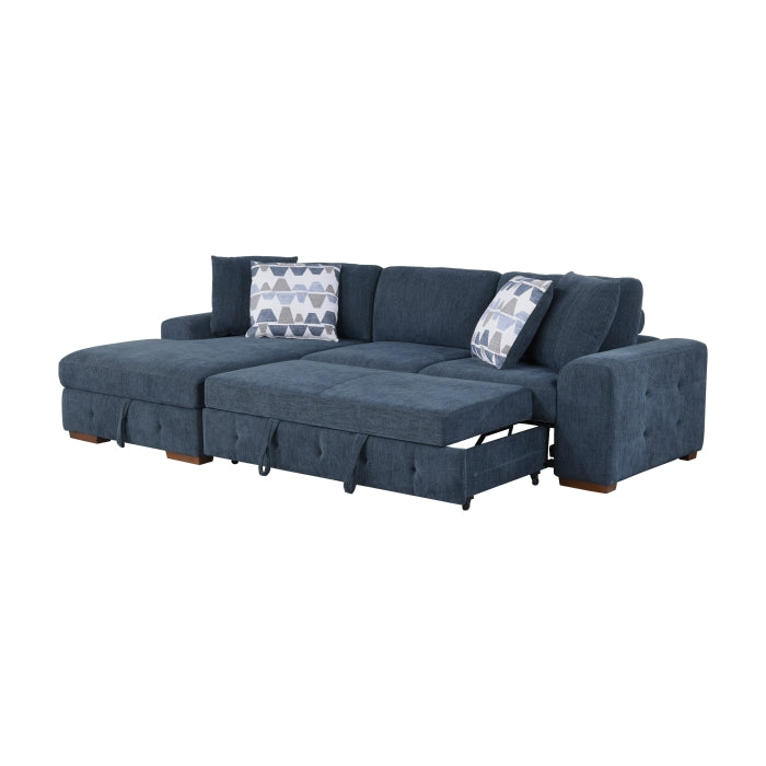 Homelegance - Raife 4 Piece Sectional with Left Chaise and Ottoman in Blue - 9624BU*3LC2R - GreatFurnitureDeal