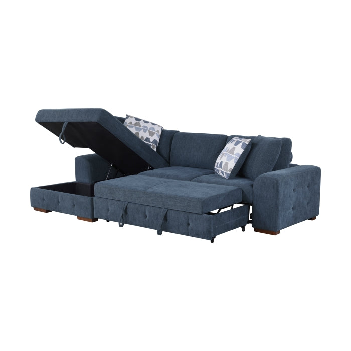 Homelegance - Raife 2 Piece Sectional with Left Chaise in Blue - 9624BU*2LC2R - GreatFurnitureDeal