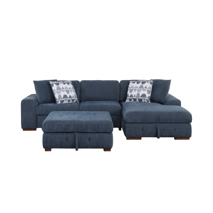 Homelegance - Raife 3 Piece Sectional with Right Chaise in Blue - 9624BU*32LRC - GreatFurnitureDeal