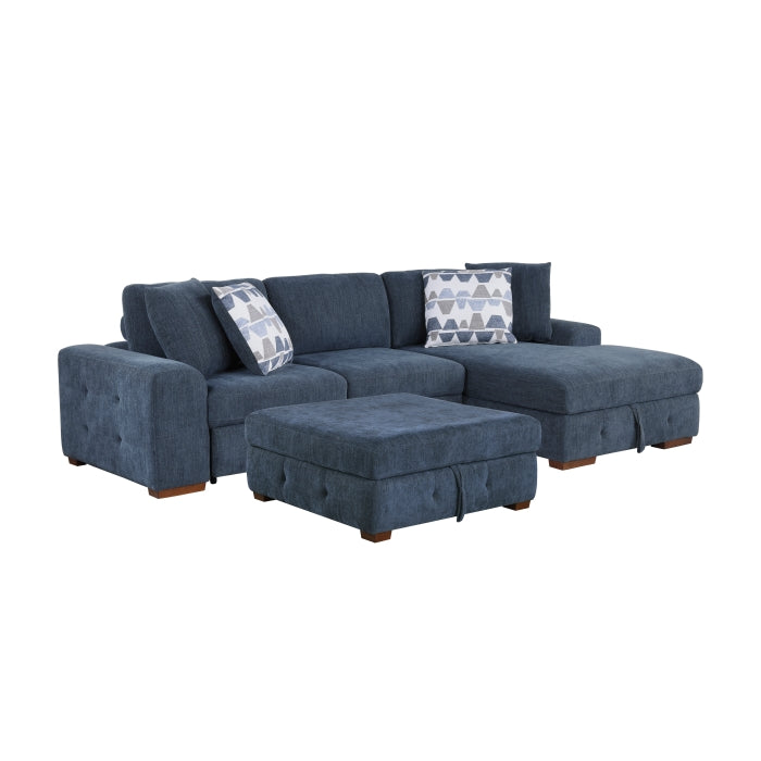 Homelegance - Raife 3 Piece Sectional with Right Chaise in Blue - 9624BU*32LRC - GreatFurnitureDeal