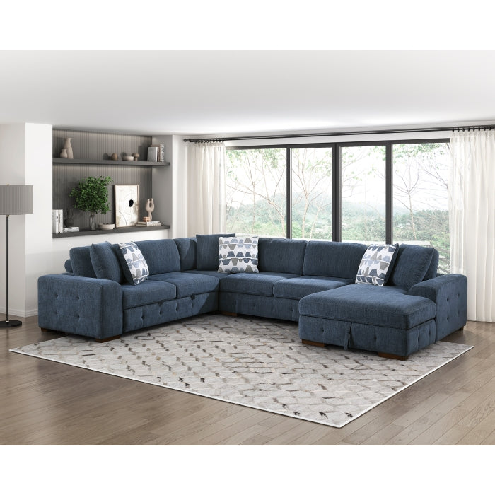 Homelegance - Raife 4 Piece Sectional with Right Chaise in Blue - 9624BU*42LRC - GreatFurnitureDeal