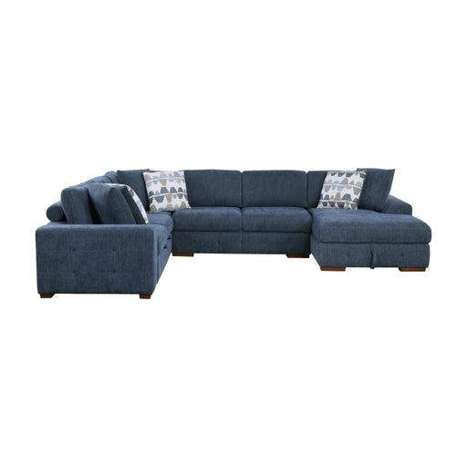 Homelegance - Raife 5 Piece Sectional with Right Chaise in Blue - 9624BU*52LRC - GreatFurnitureDeal