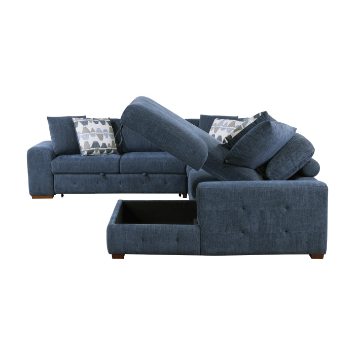 Homelegance - Raife 5 Piece Sectional with Right Chaise in Blue - 9624BU*52LRC - GreatFurnitureDeal