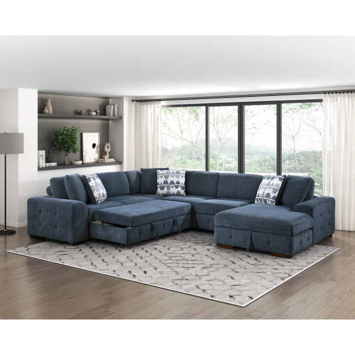 Homelegance - Raife 4 Piece Sectional with Right Chaise in Blue - 9624BU*42LRC - GreatFurnitureDeal