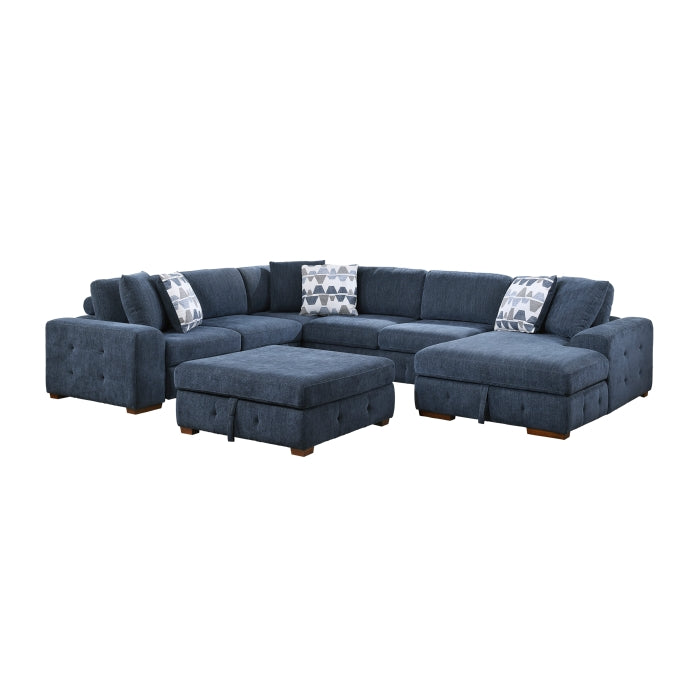 Homelegance - Raife 5 Piece Sectional with Right Chaise in Blue - 9624BU*52LRC - GreatFurnitureDeal