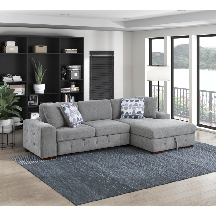 Homelegance - Raife 2-Piece Sectional with Right Chaise in Gray - 9624GY*22LRC - GreatFurnitureDeal
