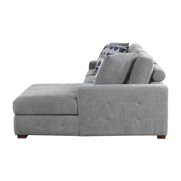 Homelegance - Raife 2-Piece Sectional with Right Chaise in Gray - 9624GY*22LRC - GreatFurnitureDeal