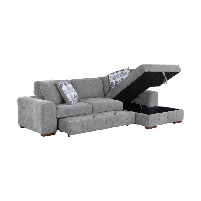 Homelegance - Raife 2-Piece Sectional with Right Chaise in Gray - 9624GY*22LRC - GreatFurnitureDeal
