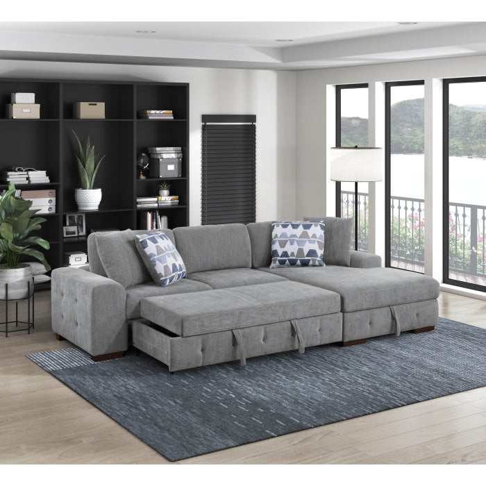 Homelegance - Raife 2-Piece Sectional with Right Chaise in Gray - 9624GY*22LRC - GreatFurnitureDeal
