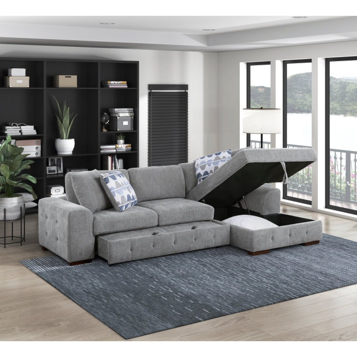 Homelegance - Raife 2-Piece Sectional with Right Chaise in Gray - 9624GY*22LRC - GreatFurnitureDeal