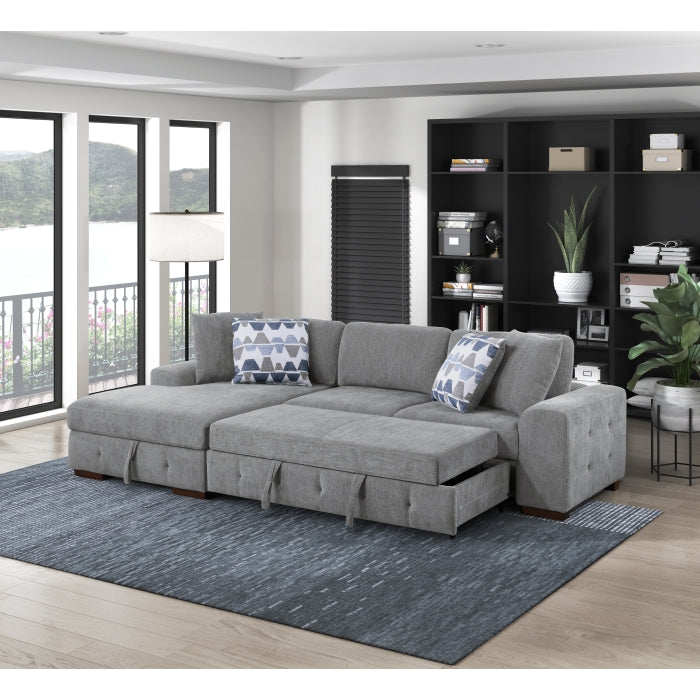 Homelegance - Raife 2 Piece Sectional with Left Chaise in Gray - 9624GY*2LC2R - GreatFurnitureDeal