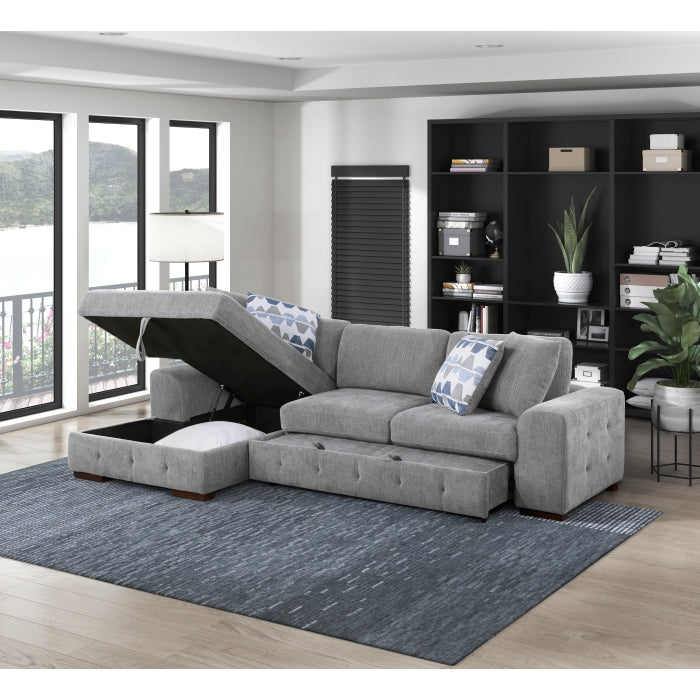 Homelegance - Raife 2 Piece Sectional with Left Chaise in Gray - 9624GY*2LC2R - GreatFurnitureDeal