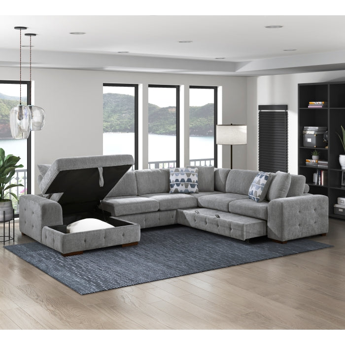 Homelegance - Raife 4 Piece Sectional with Left Chaise in Gray - 9624GY*42RLC - GreatFurnitureDeal