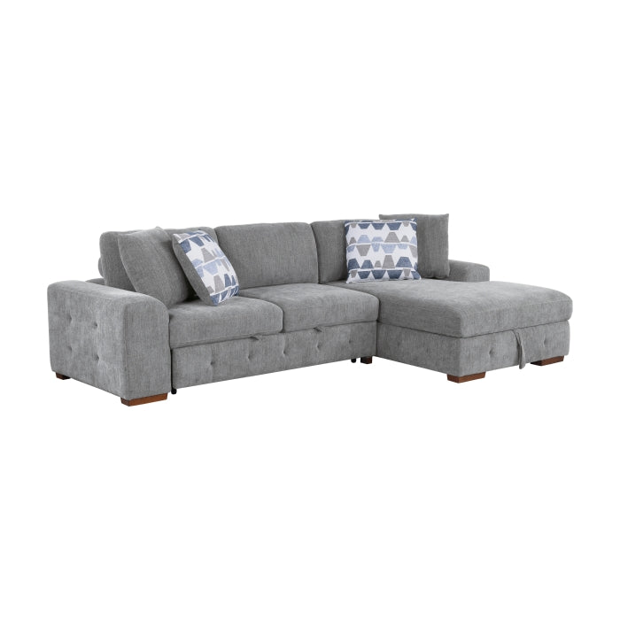 Homelegance - Raife 3 Piece Sectional with Right Chaise in Gray - 9624GY*32LRC - GreatFurnitureDeal