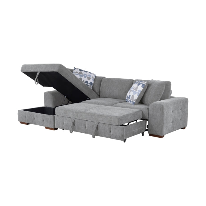 Homelegance - Raife 3 Piece Sectional with Left Chaise and Ottoman in Gray - 9624GY*3LC2R - GreatFurnitureDeal