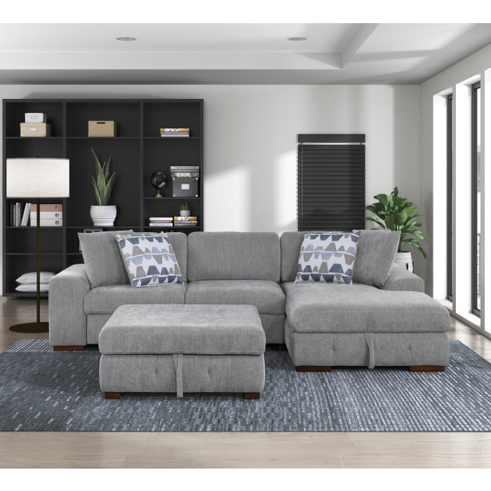 Homelegance - Raife 3 Piece Sectional with Right Chaise in Gray - 9624GY*32LRC - GreatFurnitureDeal