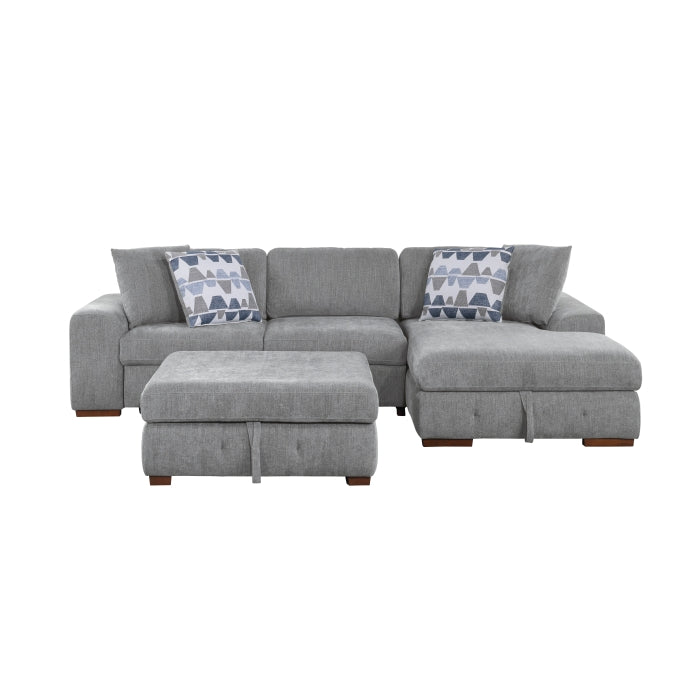 Homelegance - Raife 3 Piece Sectional with Right Chaise in Gray - 9624GY*32LRC - GreatFurnitureDeal