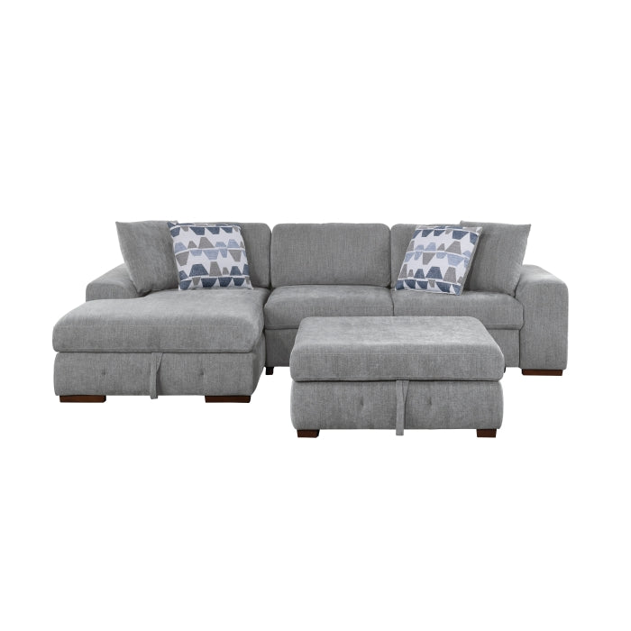 Homelegance - Raife 3 Piece Sectional with Left Chaise and Ottoman in Gray - 9624GY*3LC2R - GreatFurnitureDeal