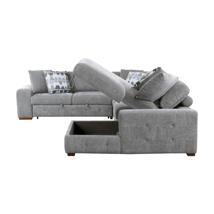 Homelegance - Raife 5 Piece Sectional with Right Chaise and Storage Ottoman in Gray - 9624GY*52LRC - GreatFurnitureDeal