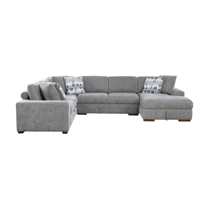 Homelegance - Raife 5 Piece Sectional with Right Chaise and Storage Ottoman in Gray - 9624GY*52LRC - GreatFurnitureDeal